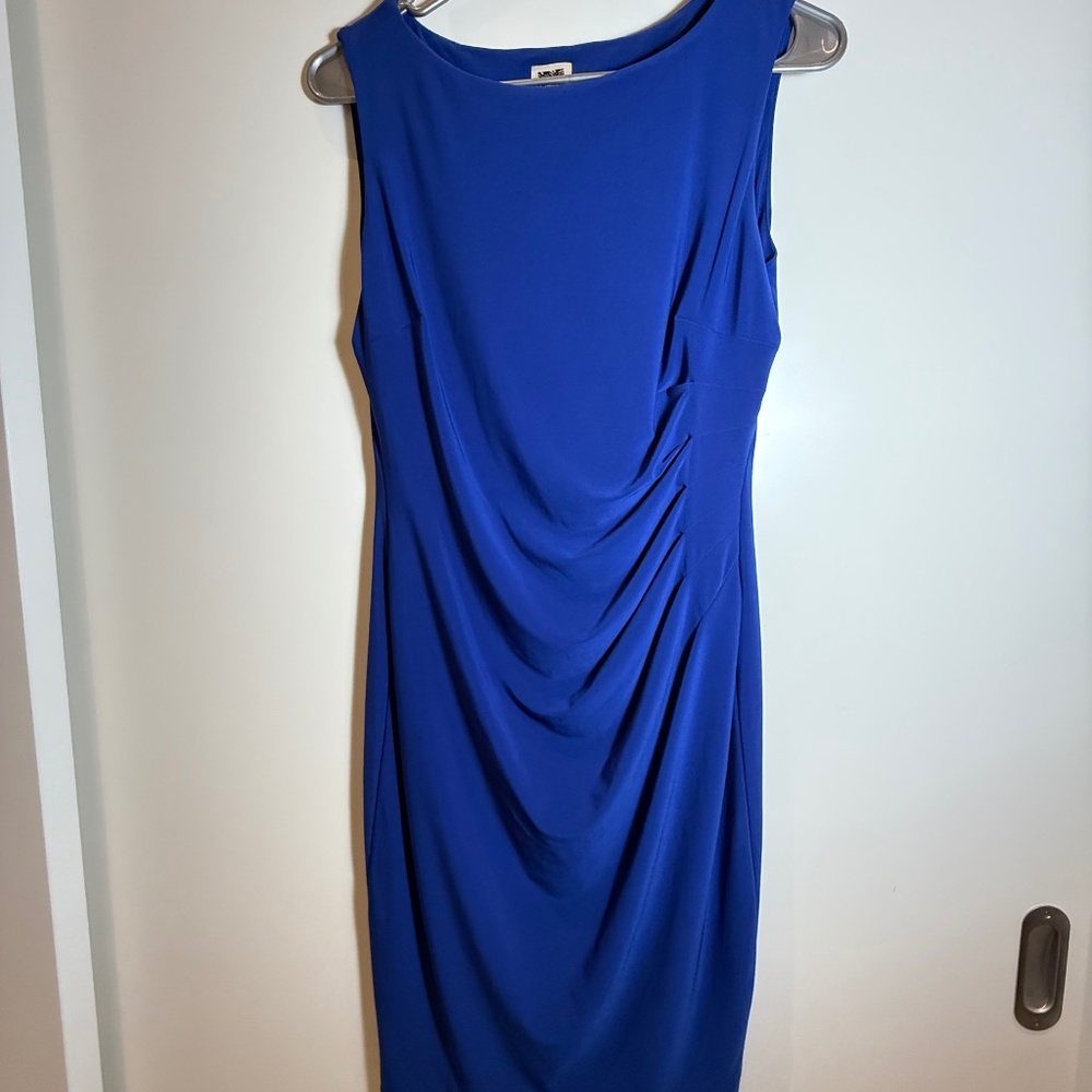 Ruched Dress Anne Klein , Blue S/M - Picture 2 of 6